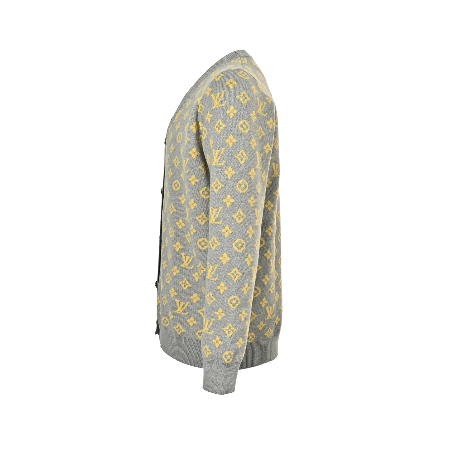 Louis Vuitton/Louis Vuitton gray and yellow presbyopic knitted cardigan